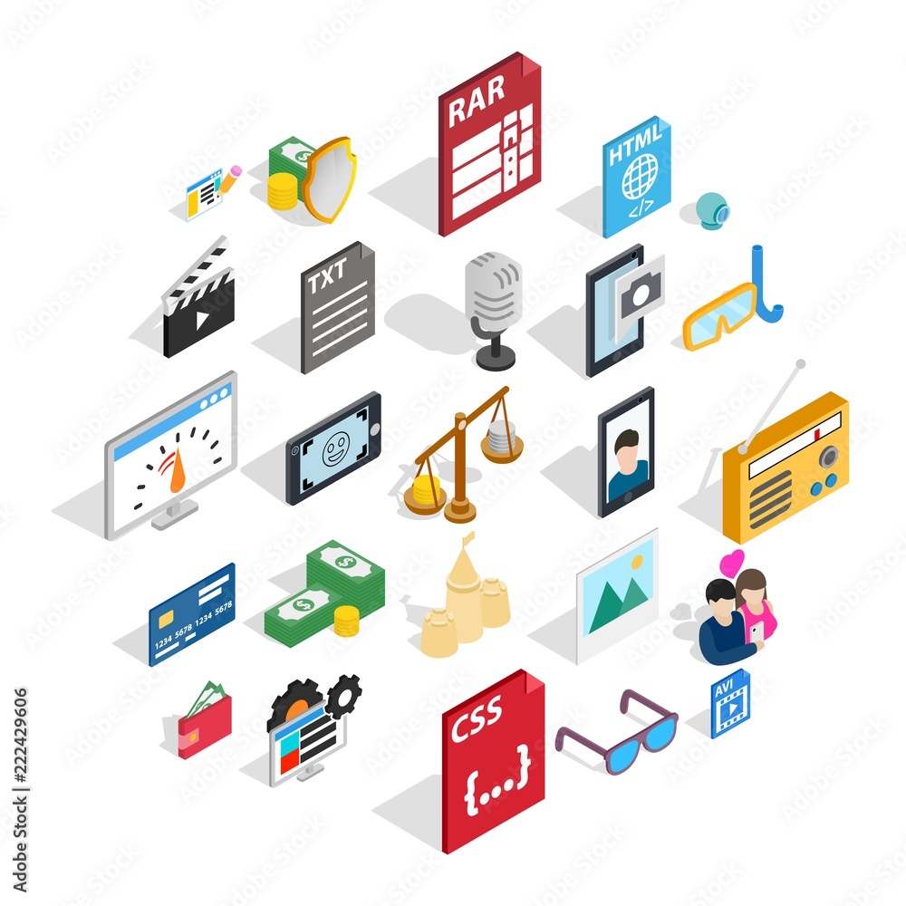Photo icons set. Isometric set of 25 photo vector icons for web isolated on white background Photo icons set. Isometric set of 25 photo vector icons for web isolated on white background