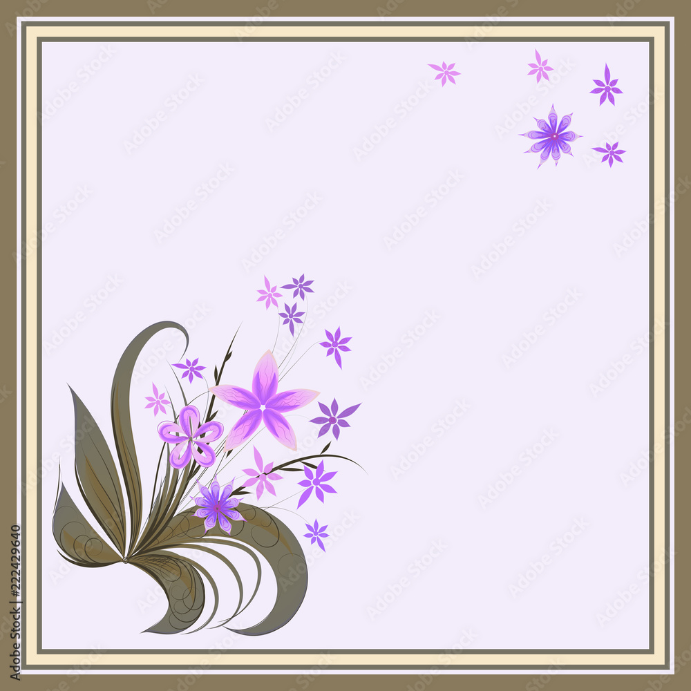Bouquet of creative flowers Vector pattern in the frame for decoration of the greeting card floral arrangement floral motif for design scarf scarf hijab handmade drawing Bouquet of creative flowers Vector pattern in the frame for decoration of the greeting card floral arrangement floral motif for design scarf scarf hijab handmade drawing