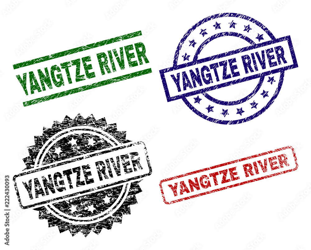 YANGTZE RIVER seal prints with distress texture. Black, green,red,blue vector rubber prints of YANGTZE RIVER caption with dirty style. Rubber seals with circle, rectangle, medallion shapes. YANGTZE RIVER seal prints with distress texture. Black, green,red,blue vector rubber prints of YANGTZE RIVER caption with dirty style. Rubber seals with circle, rectangle, medallion shapes.