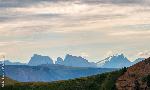 Fototapeta Naklejka Na Ścianę i Meble -  Highlands panoramic view over mountains, South Tyrol.
