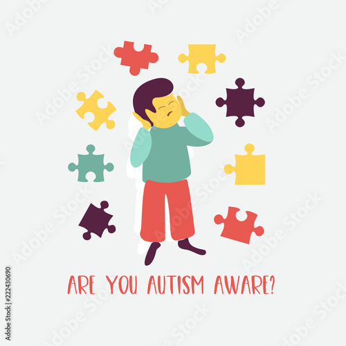 Autism. The emblem of the syndrome of autism in children. Children of rain. Vector illustration.
