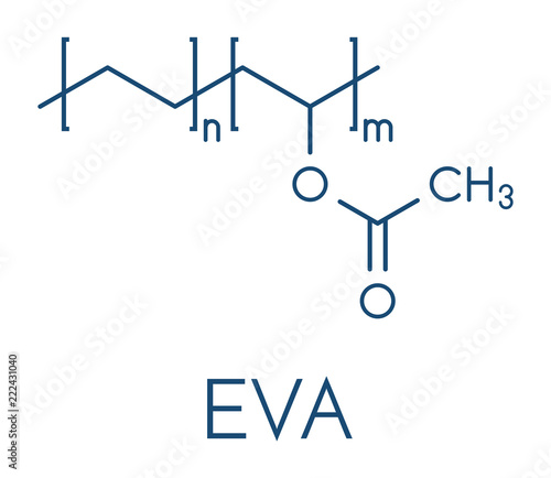 Ethylene-vinyl acetate (EVA) copolymer, chemical structure. Skeletal formula.