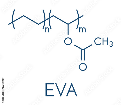 Ethylene-vinyl acetate (EVA) copolymer, chemical structure. Skeletal formula.