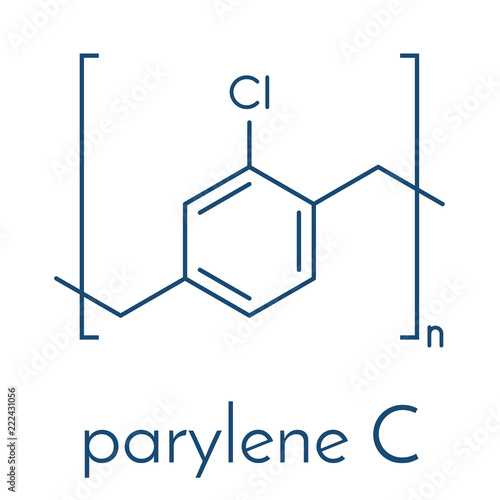 Parylene C polymer, chemical structure. Skeletal formula.