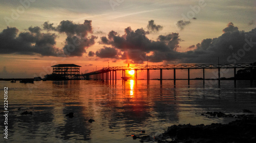 sundownder sunset at cloud 9 siargao philippines low perspective photo