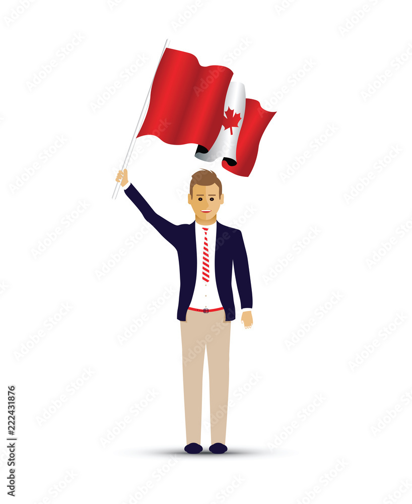 Canadian flag waving man