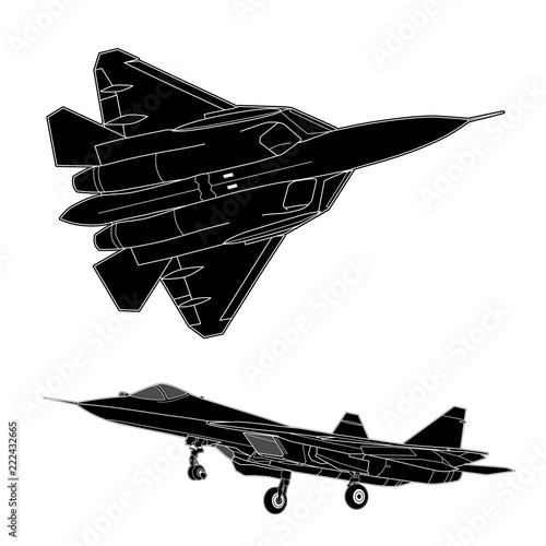 Vector draw of modern russian jet fighter.