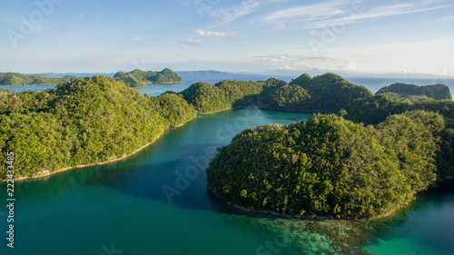 forrest islands aerial view bird super blue lagune siargao philippines horizon ocean