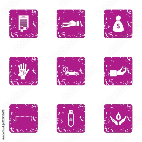 Memorandum icons set. Grunge set of 9 memorandum vector icons for web isolated on white background