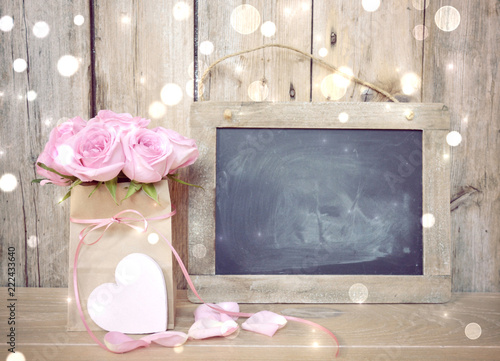 Grußkarte - rosa Rosen Blum...