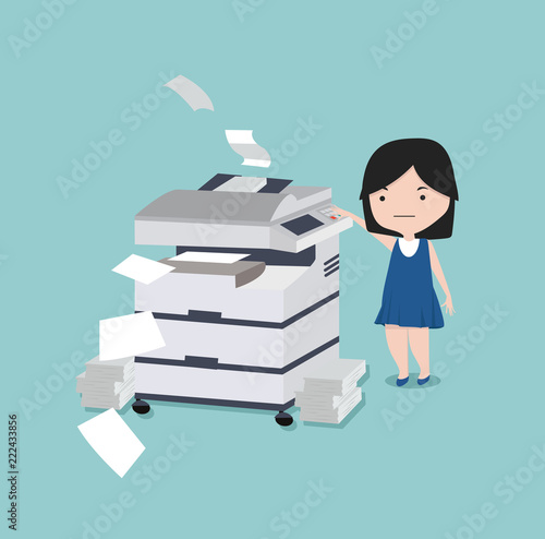 kid using copy print Office multifunction machine vector