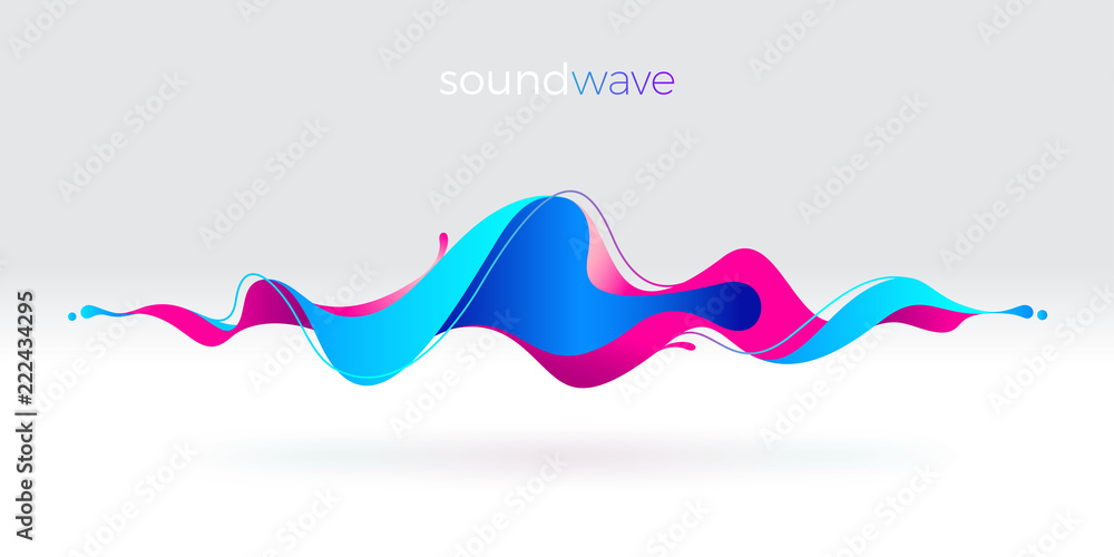 Multicolored abstract fluid sound wave. Vector illustration. - obrazy, fototapety, plakaty 