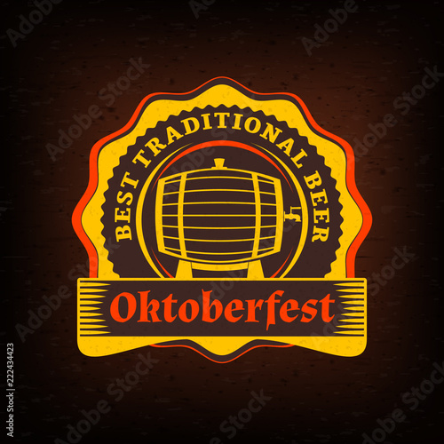 Beer festival Oktoberfest celebrations. Vintage greeting card or poster template. Vector illustration
