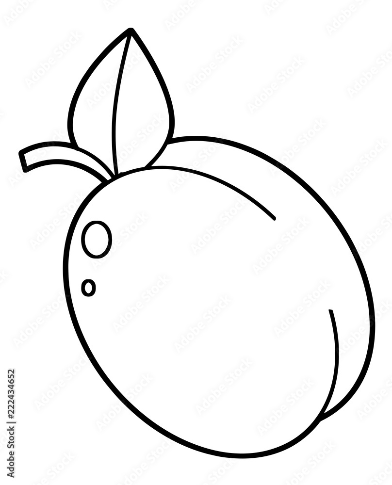 cartoon scene with plum on white background - vector coloring page - illustration for children cartoon scene with plum on white background - vector coloring page - illustration for children