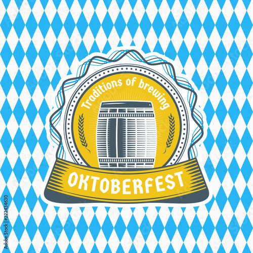 Beer festival Oktoberfest celebrations. Vintage greeting card or poster template. Vector illustration