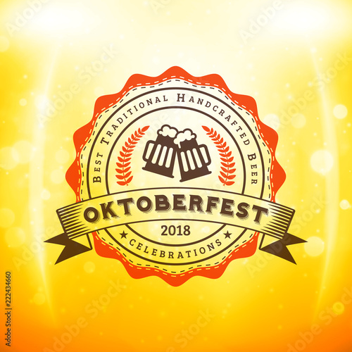Beer festival Oktoberfest celebrations. Vintage greeting card or poster template. Vector illustration