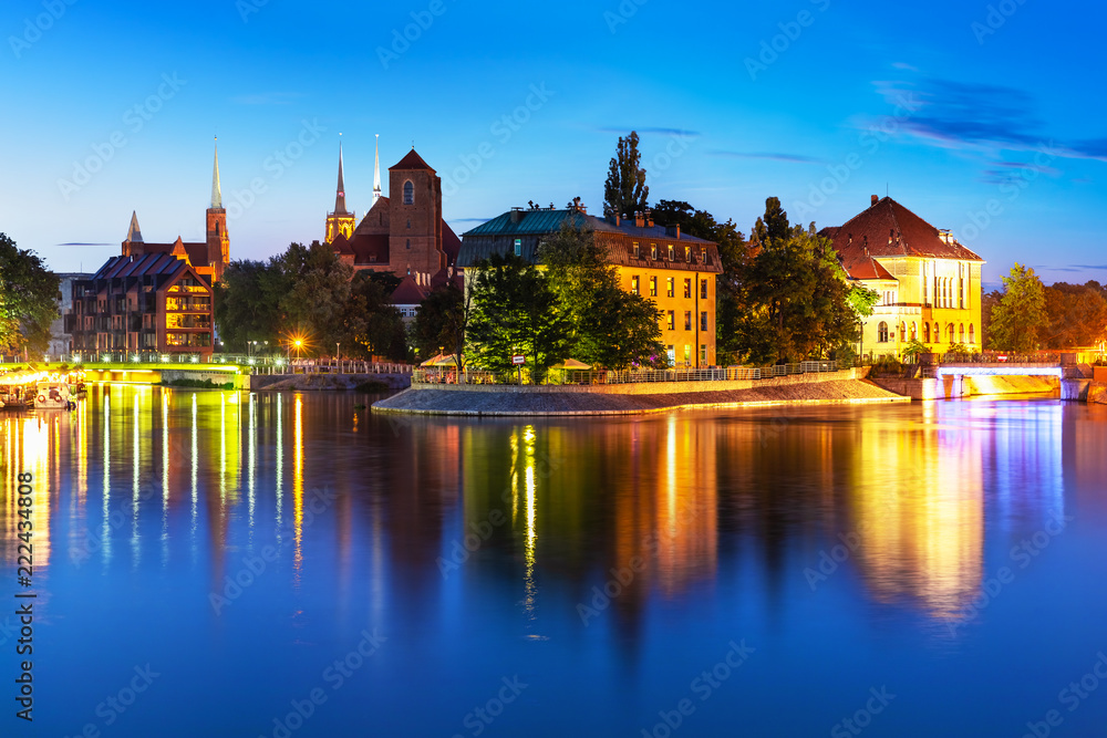 Night view of the Old Town of Wroclaw, Poland