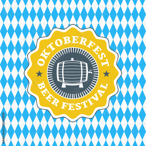 Beer festival Oktoberfest celebrations. Vintage greeting card or poster template. Vector illustration