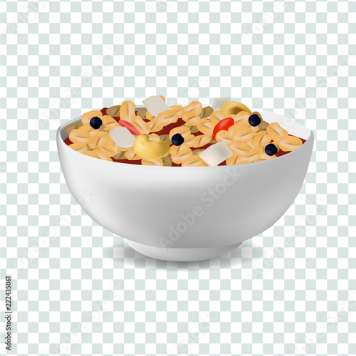 Vector realism style illustration muesli in bowl