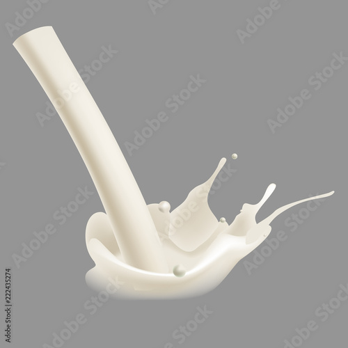 Liquid white milk or yougurt with splashes