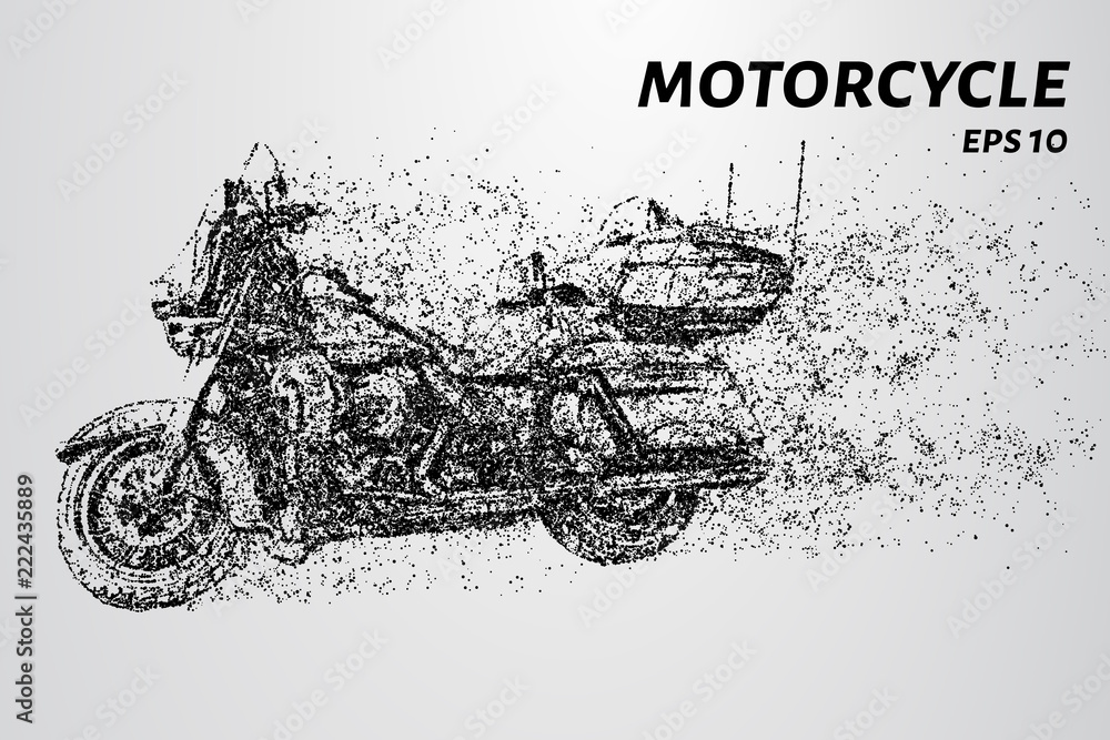 Obraz premium Motorcycle of the particles. Motorbike consists of circles and points.