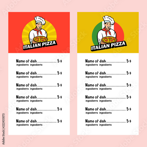 Italian chef. Pizza maker prepares a pizza. Vector logo.