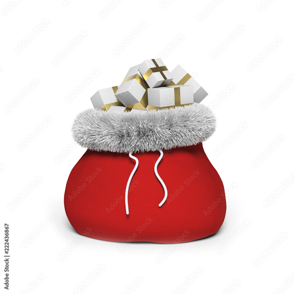 Hotte de père Noël sur fond blanc Illustration Stock | Adobe Stock