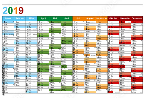 Kalender 2019 - Wandkalender in Bunt