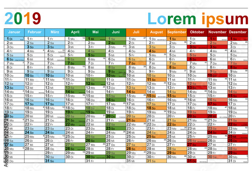 Kalender 2019 - Wandkalender in Bunt