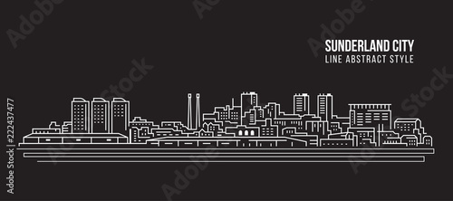 Cityscape Building Line art Vector Illustration design - Sunderland city