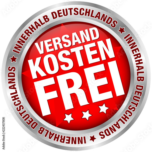 Button "Versandkostenfrei innerhalb Deutschlands" rot/silber