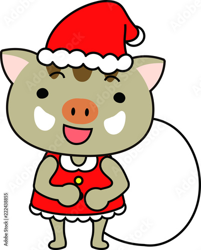 Cute Boar's Santa Claus emotional expression set