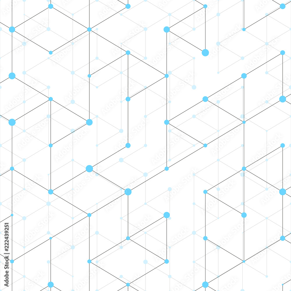 Modern line art pattern with connecting lines on white background. Connection structure. Abstract geometric graphic background. Technology, digital network concept, vector illustration.