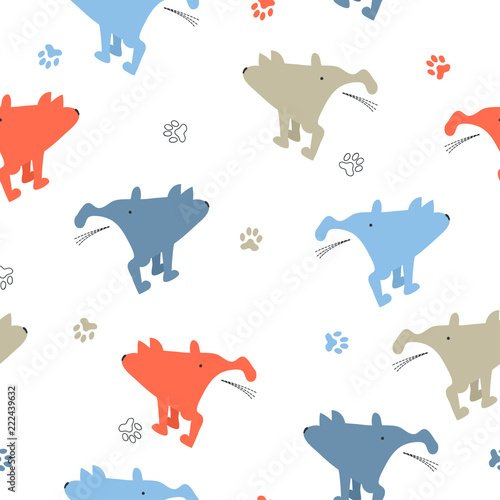 Seamless cute pissing dogs pattern.