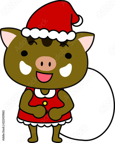 Cute Boar's Santa Claus emotional expression set