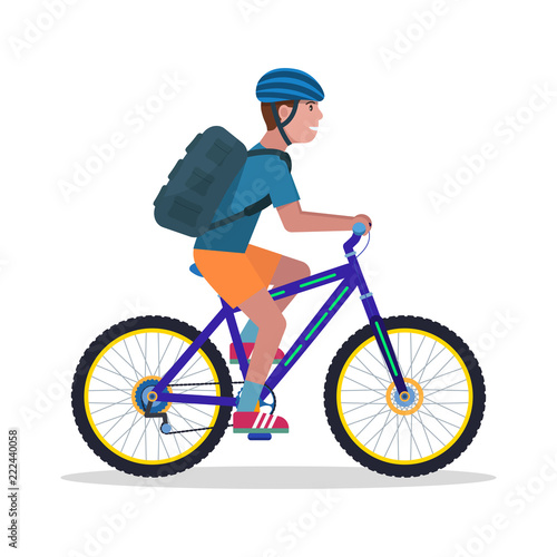 Fototapeta Naklejka Na Ścianę i Meble -  Vector illustration man on a mountain bicycle