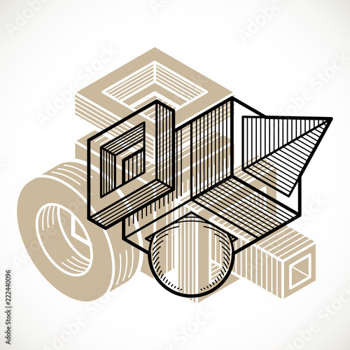 3D design, abstract vector dimensional cube shape.