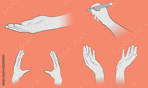 Dessin de gestes de mains sur fond modifiable. Ressources de mains vectorielles pour infographie