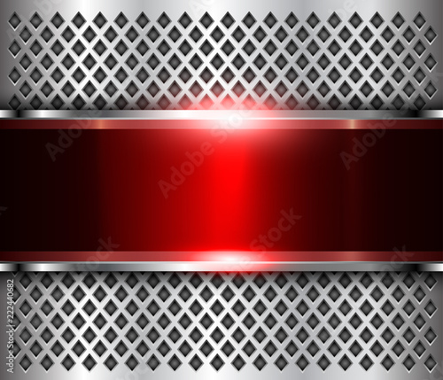 Metallic background silver red