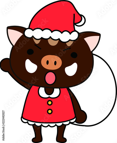 Cute Boar's Santa Claus emotional expression set