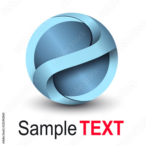 Logo business 3D sphere, blue vector symbol.