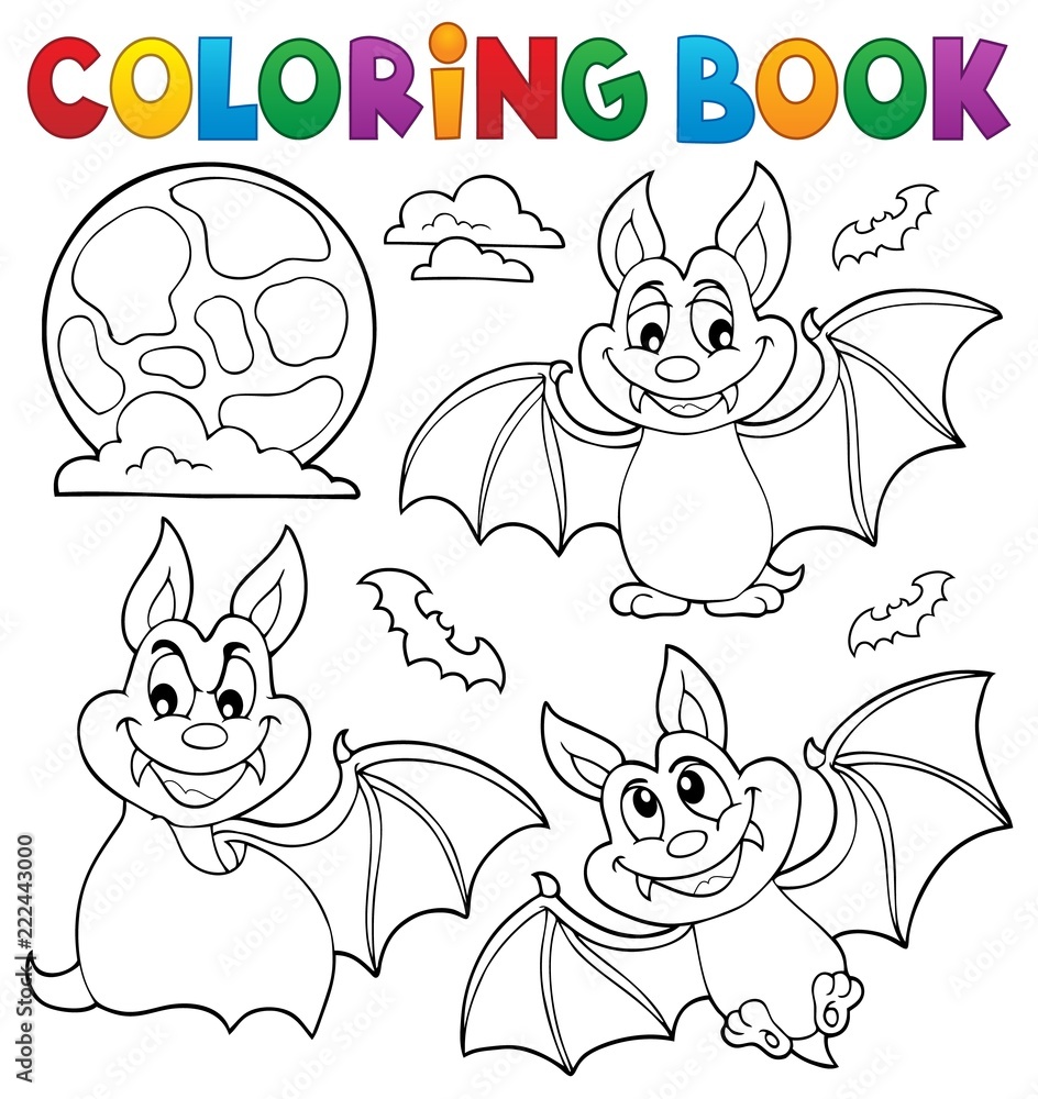 Coloring book bats theme collection 1