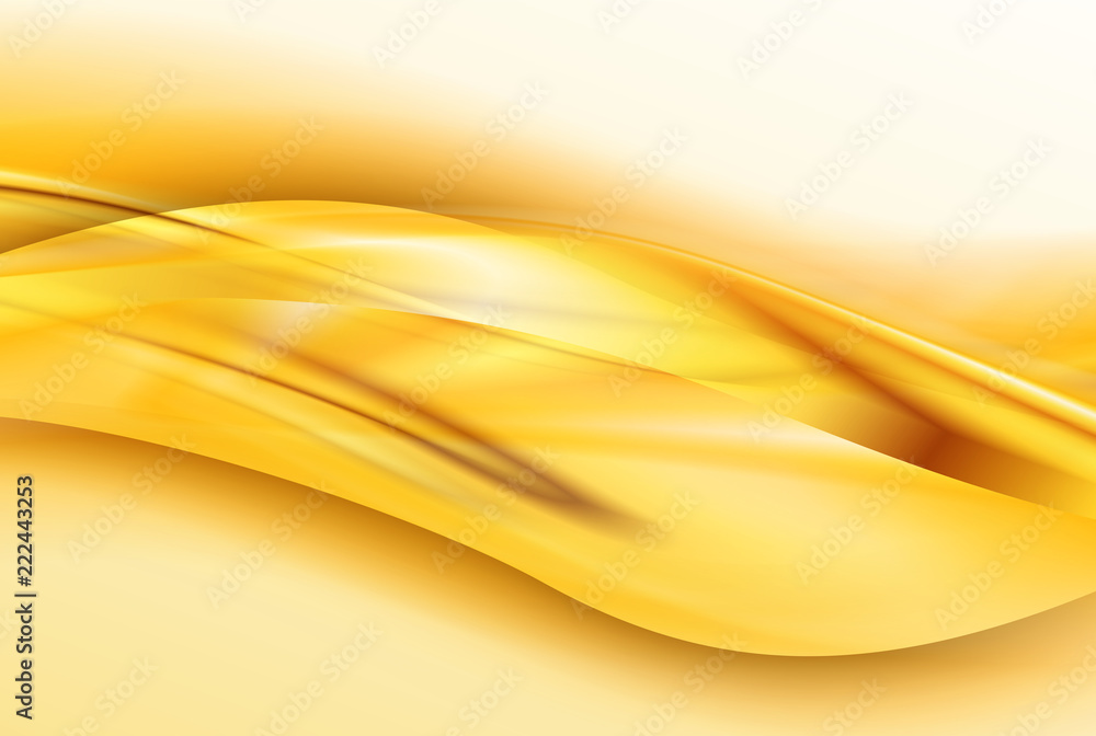 Abstract gold background, elegant soft wavy vector illustration Stock