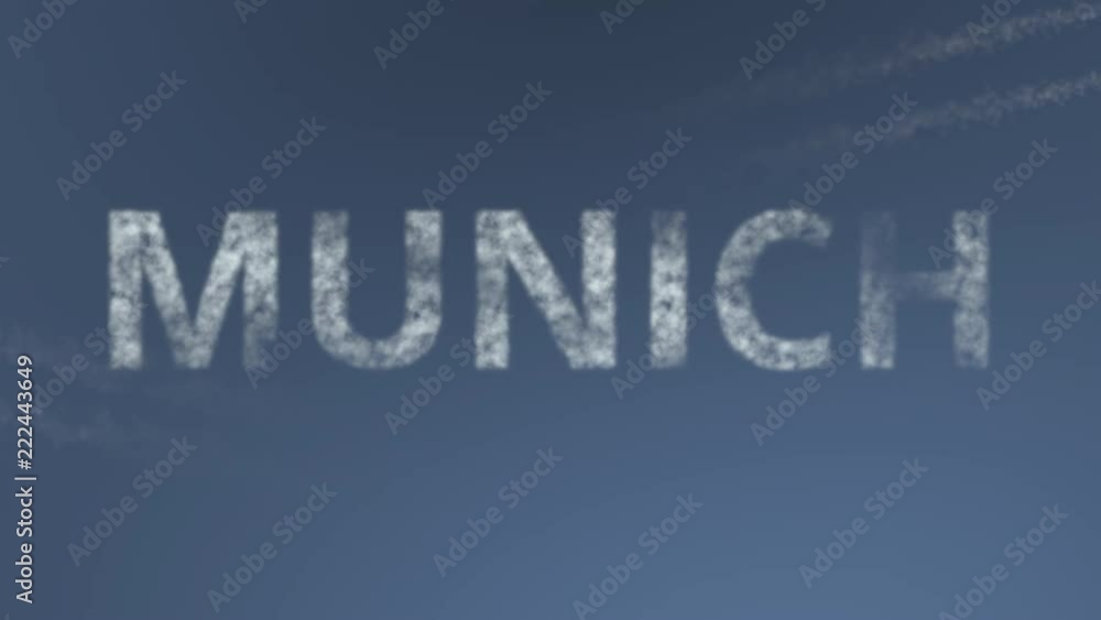 Flying airplanes reveal Munich caption. Traveling to Germany conceptual intro animation Flying airplanes reveal Munich caption. Traveling to Germany conceptual intro animation