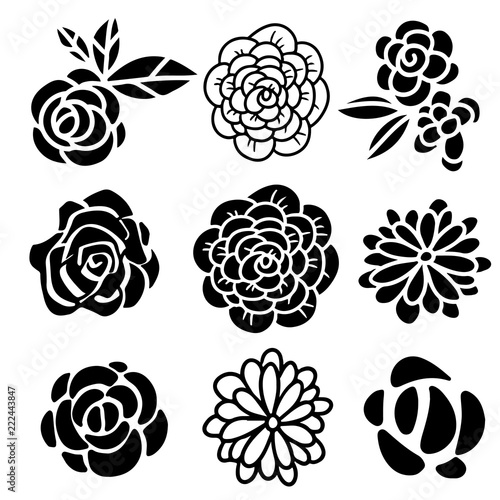 Flowers icons hand drawn set