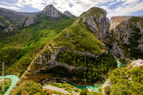 Obraz na płótnie Vue panoramique sur les Gorges du Verdon depuis le Point Sublime, Alpes de Haute Provence, France. Printemps. w salonie