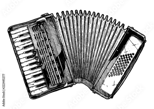 Vintage illustration of piano accordion