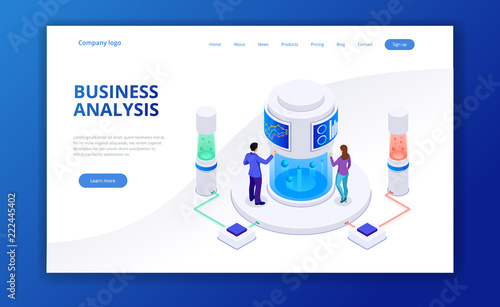 Isometric business strategy and planning. Investments and Analysis Data. Vector illustration for presentation or landing page. SEO analytics team.
