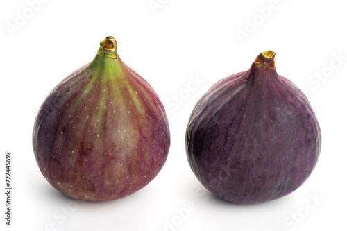 two fruits of figs on a white background