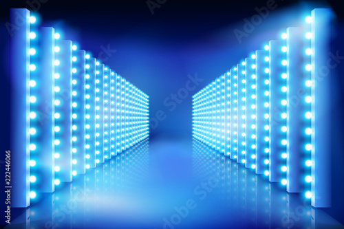 Festival of light. Illuminated stage. Vector illustration.